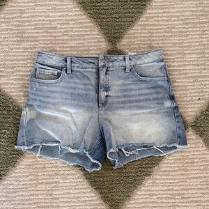 Time and Tru Light Blue Distressed High-Rise Denim Shorts